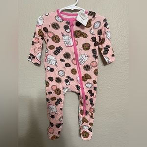 3/6M NWT Bamboo Mud Pie Pink Cookies and Milk Sleeper